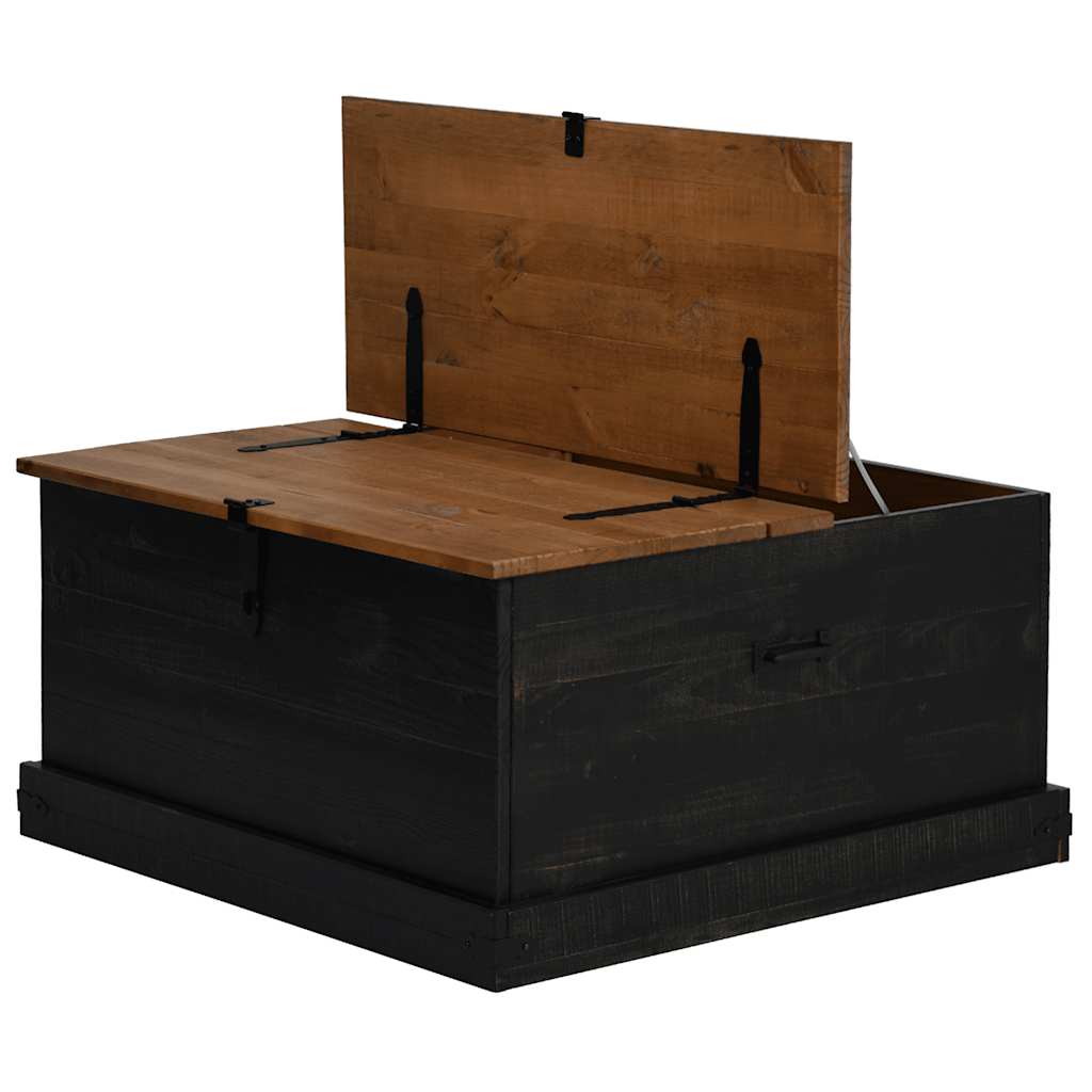 Storage Chest HALDEN Black 91x91x47 cm Solid Wood Pine