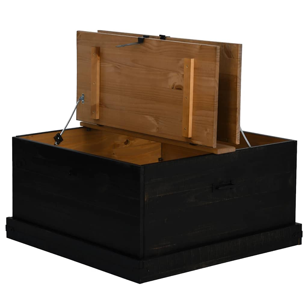 Storage Chest HALDEN Black 91x91x47 cm Solid Wood Pine