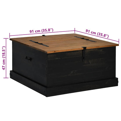 Storage Chest HALDEN Black 91x91x47 cm Solid Wood Pine