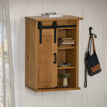 Hanging Cabinet HALDEN with Sliding Door 49x22.5x70 cm Pine