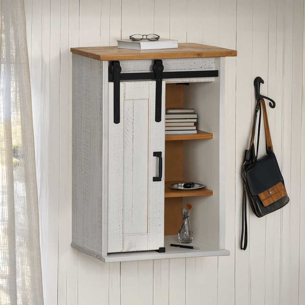 Hanging Cabinet HALDEN with Sliding Door White 49x22.5x70 cm Pine