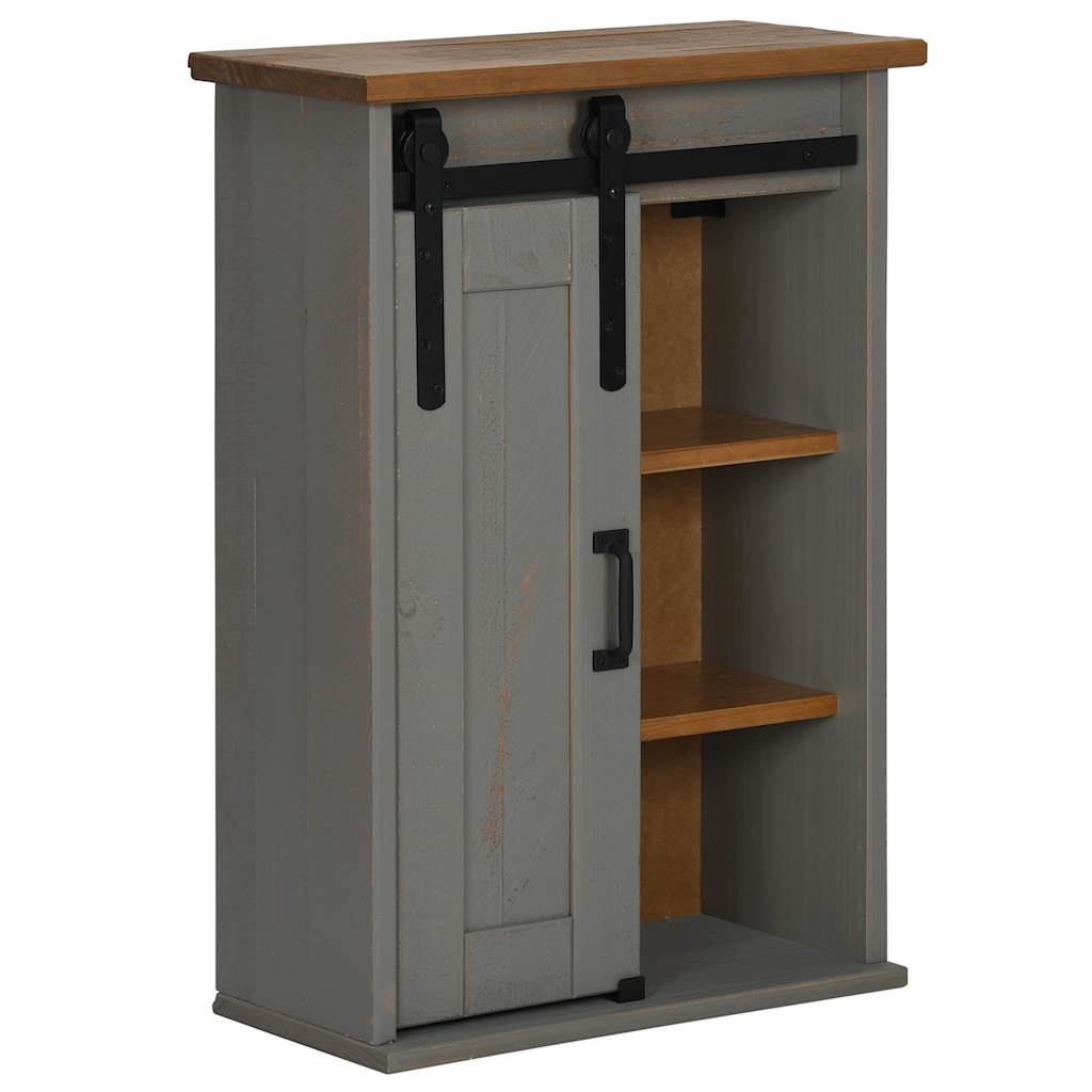 Hanging Cabinet HALDEN with Sliding Door Grey 49x22.5x70 cm Pine