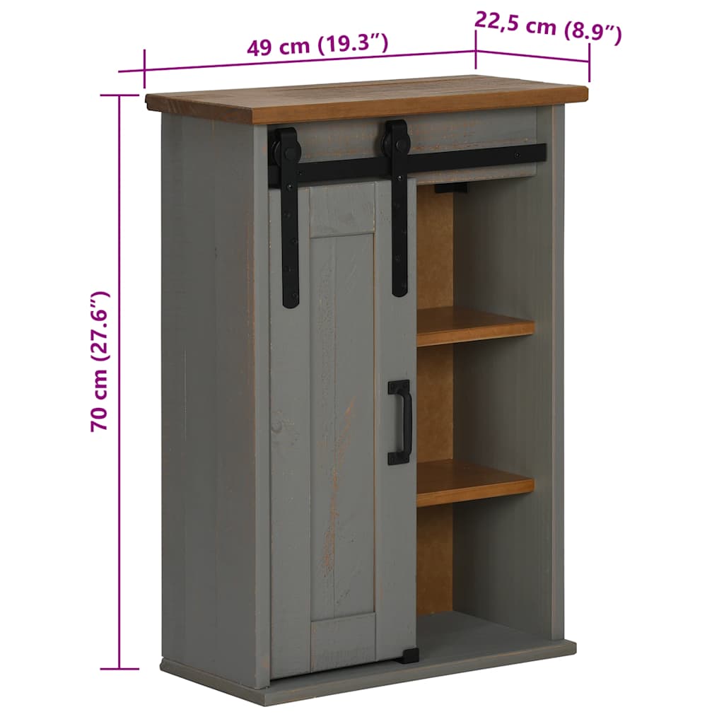 Hanging Cabinet HALDEN with Sliding Door Grey 49x22.5x70 cm Pine