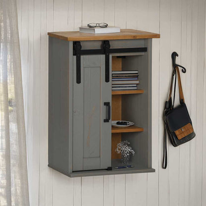 Hanging Cabinet HALDEN with Sliding Door Grey 49x22.5x70 cm Pine