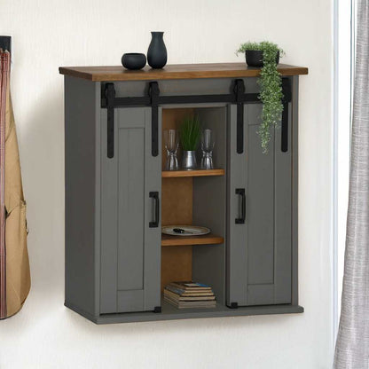 Hanging Cabinet HALDEN 2 Sliding Doors Grey 75x22.5x70 cm Pine