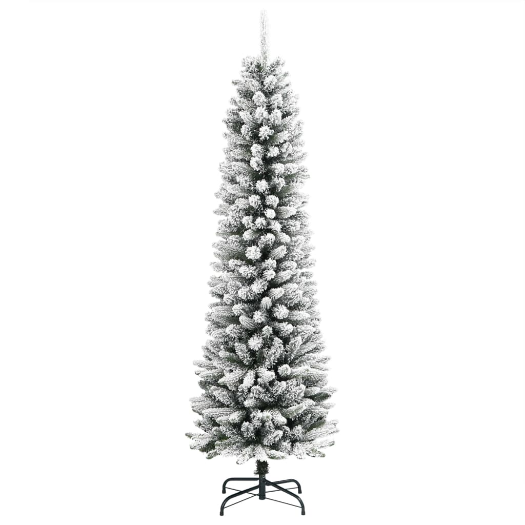 Artificial Slim Christmas Tree with Flocked Snow 150 cm PVC&PE