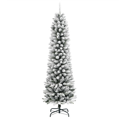 Artificial Slim Christmas Tree with Flocked Snow 150 cm PVC&PE