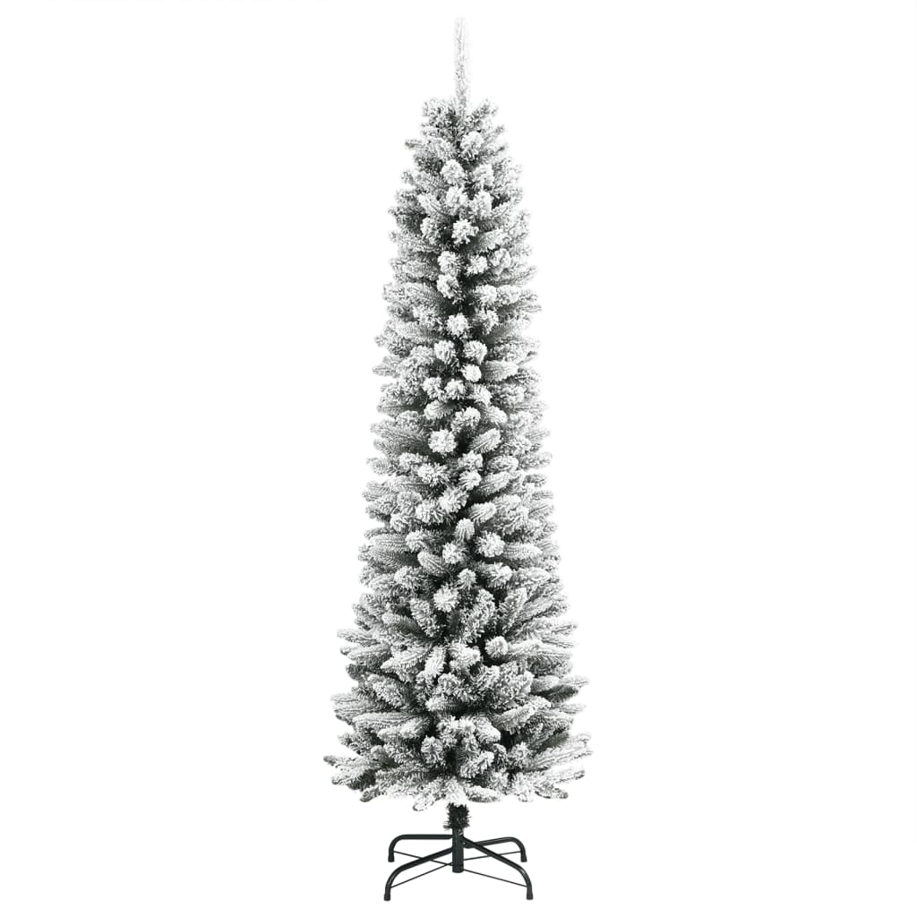 Artificial Slim Christmas Tree with Flocked Snow 210 cm PVC&PE