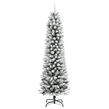 Artificial Slim Christmas Tree with Flocked Snow 210 cm PVC&PE