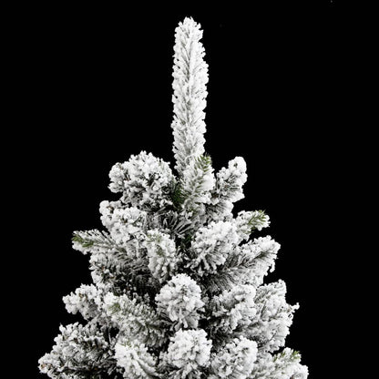 Artificial Slim Christmas Tree with Flocked Snow 210 cm PVC&PE