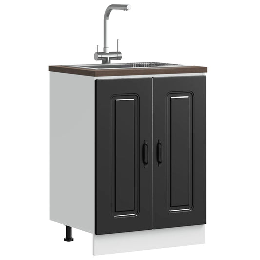 Sink Base Cabinet Kalmar Black 60x46x81.5 cm Engineered Wood