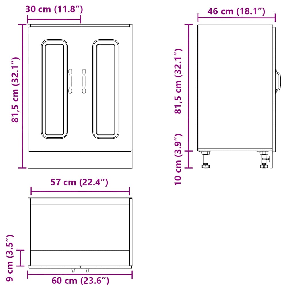 Sink Base Cabinet Kalmar Grey Sonoma 60x46x81.5 cm Engineered Wood