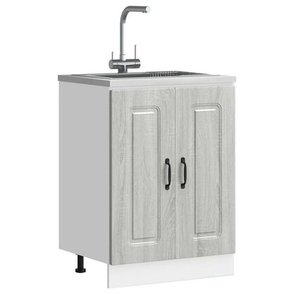 Sink Base Cabinet Kalmar Grey Sonoma 60x46x81.5 cm Engineered Wood