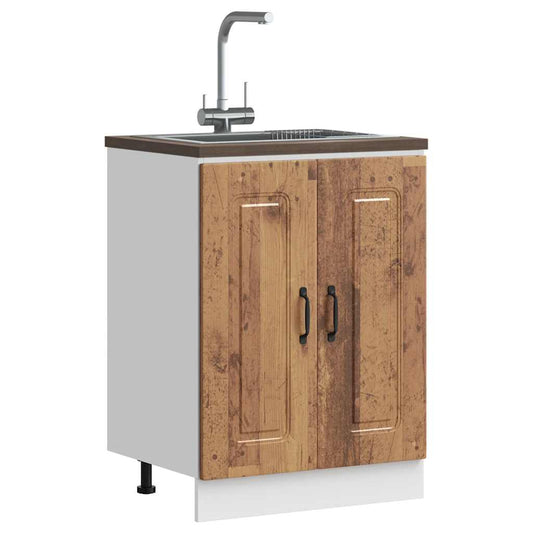 Sink Base Cabinet Kalmar Old Wood 60x46x81.5 cm Engineered Wood