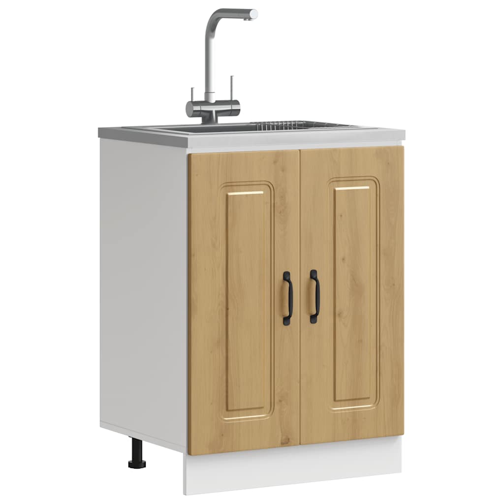 Sink Base Cabinet Kalmar Artisan Oak 60x46x81.5 cm Engineered Wood