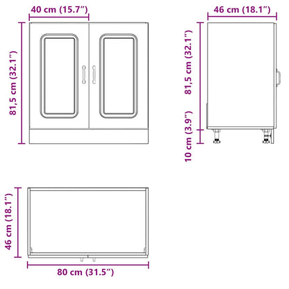 Sink Base Cabinet Kalmar White 80x46x81.5 cm Engineered Wood