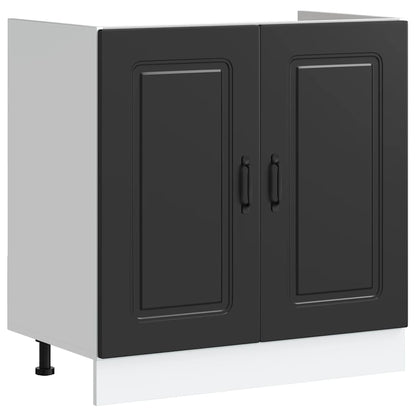 Sink Base Cabinet Kalmar Black 80x46x81.5 cm Engineered Wood