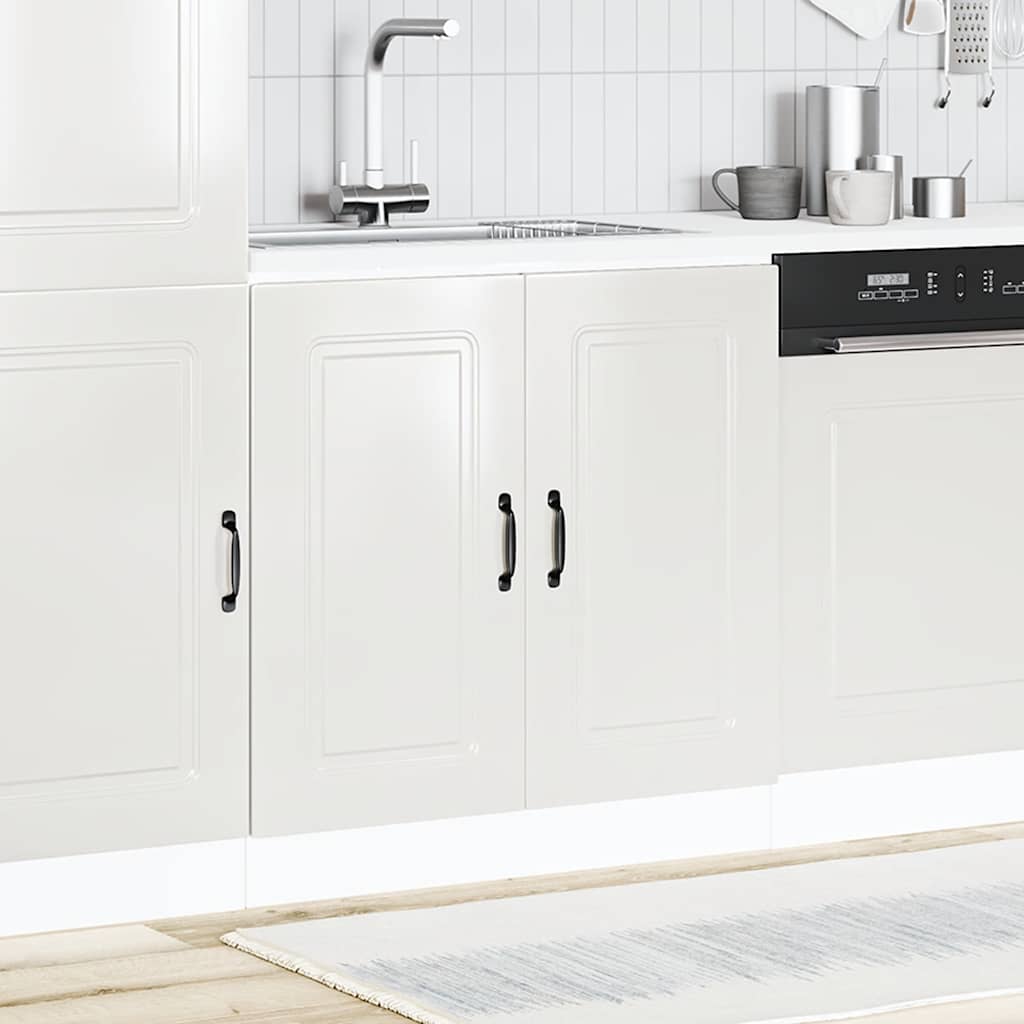 Sink Base Cabinet Kalmar High Gloss White 80x46x81.5 cm Engineered Wood