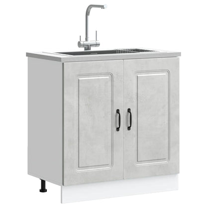 Sink Base Cabinet Kalmar Concrete Grey 80x46x81.5 cm Engineered Wood