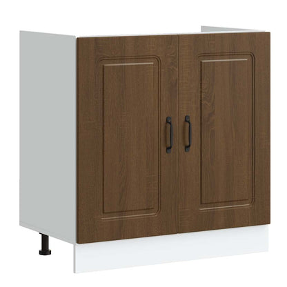 Sink Base Cabinet Kalmar Brown Oak 80x46x81.5 cm Engineered Wood