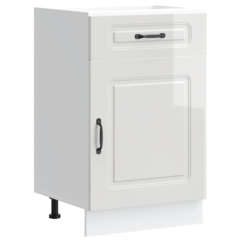 Kitchen Base Cabinet Kalmar High Gloss White Engineered Wood