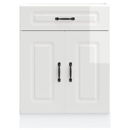 Kitchen Base Cabinet Kalmar High Gloss White Engineered Wood