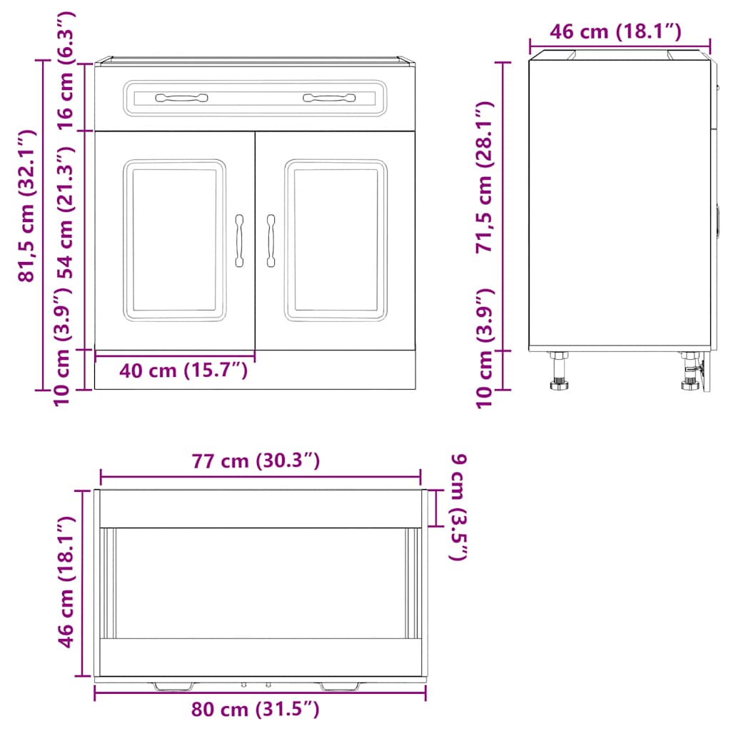 Kitchen Base Cabinet Kalmar White Engineered Wood