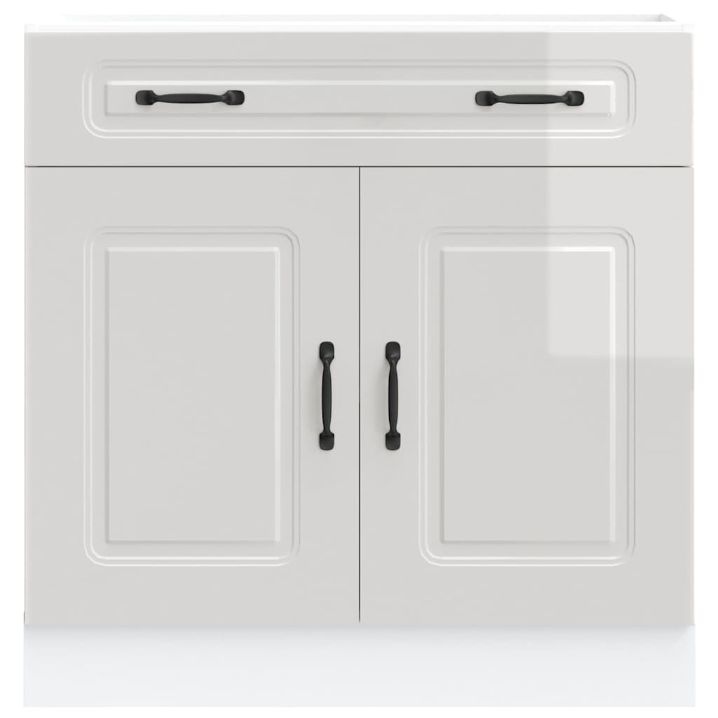 Kitchen Base Cabinet Kalmar High Gloss White Engineered Wood