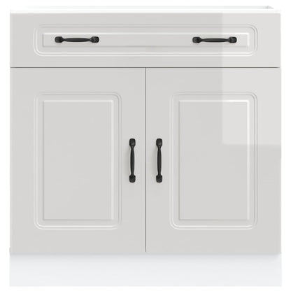 Kitchen Base Cabinet Kalmar High Gloss White Engineered Wood