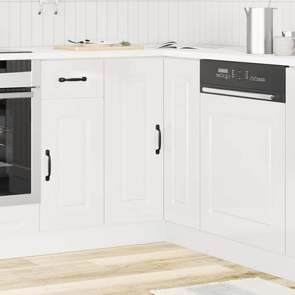 Kitchen Corner Base Cabinet Kalmar High Gloss White Engineered Wood