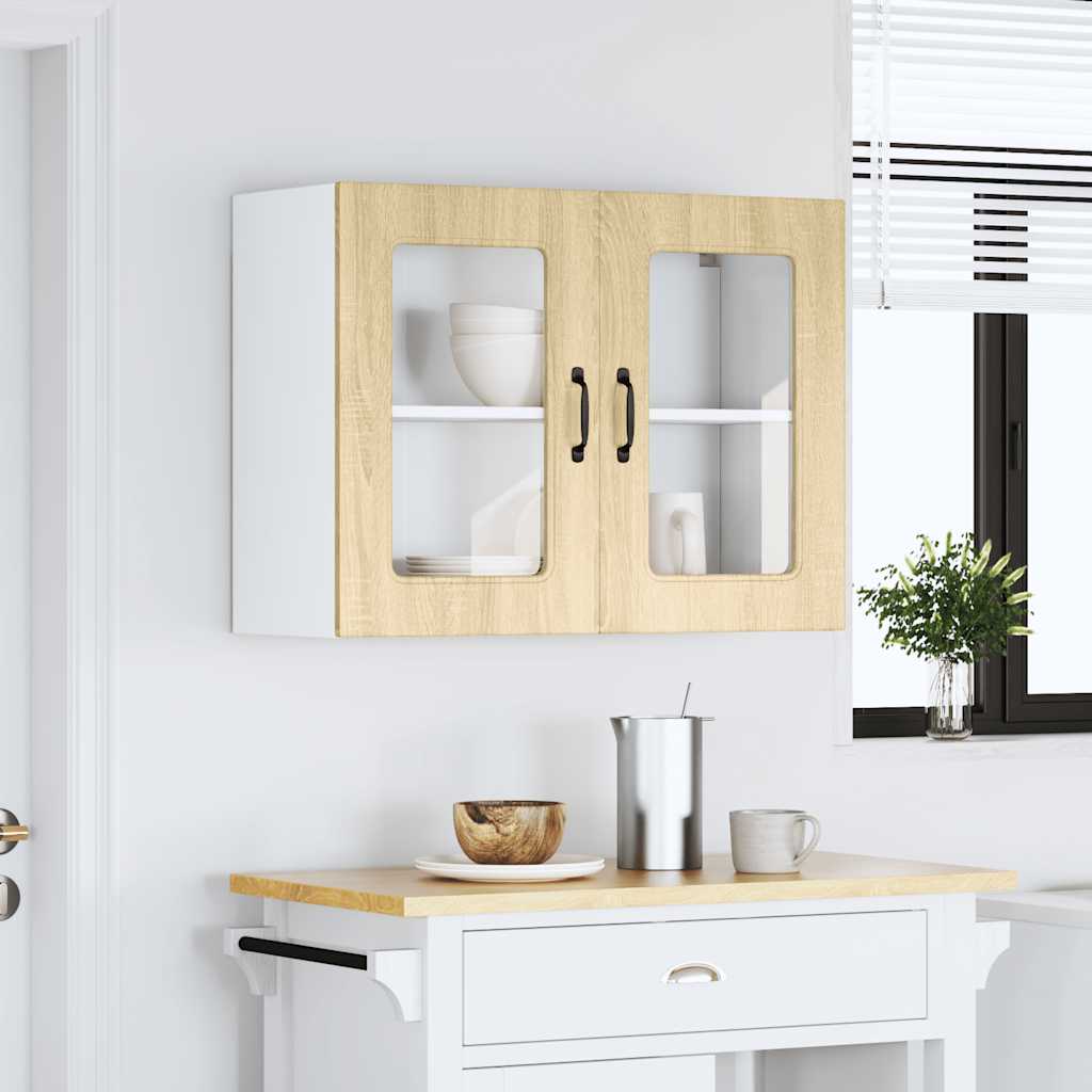 Kitchen Wall Cabinet with Glass Door Kalmar Sonoma Oak Engineered Wood