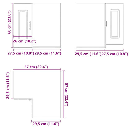 Kitchen Wall Corner Cabinet Kalmar High Gloss White Engineered Wood