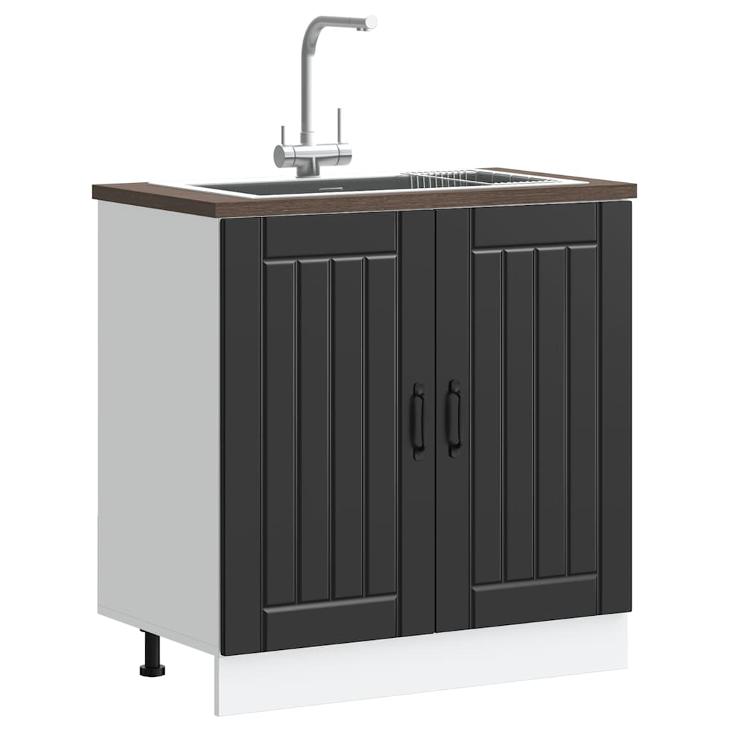 Sink Base Cabinet Lucca Black Engineered Wood