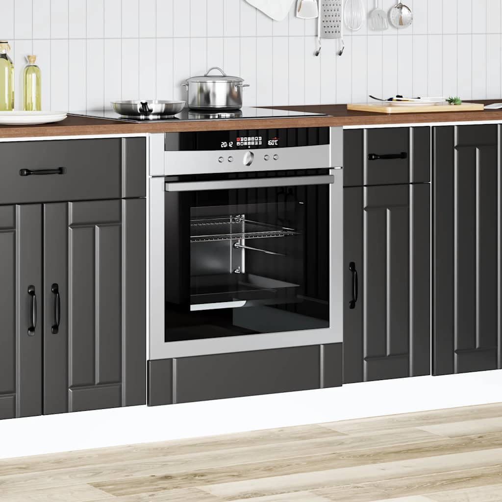 Oven Cabinet Lucca Black Engineered Wood