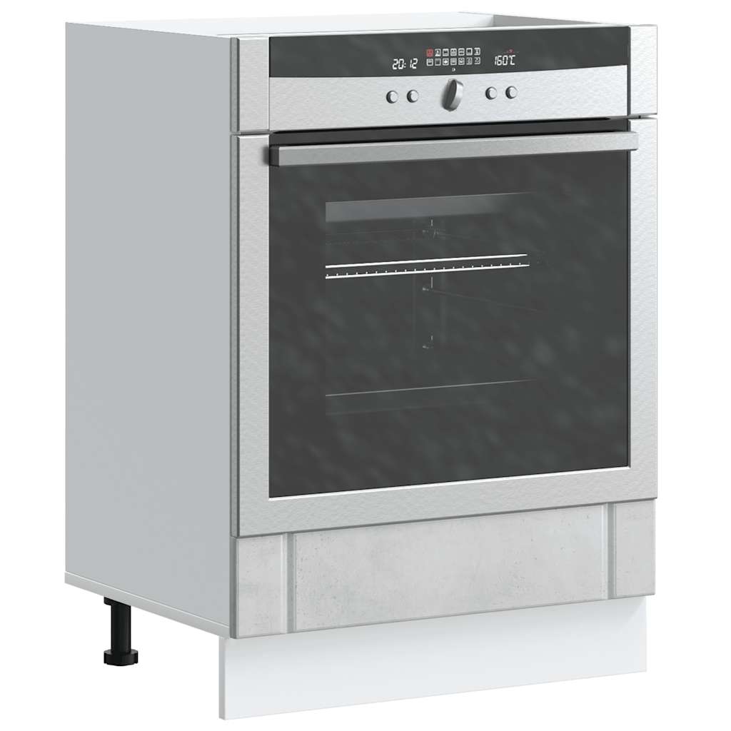 Oven Cabinet Lucca Concrete Grey Engineered Wood