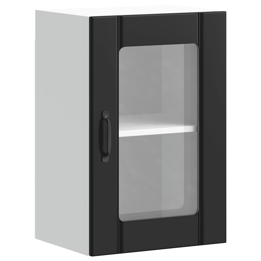 Kitchen Wall Cabinet with Glass Door Lucca Black