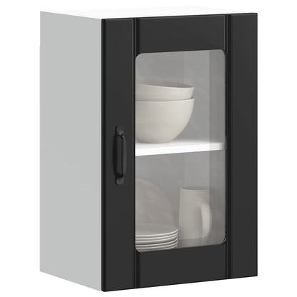 Kitchen Wall Cabinet with Glass Door Lucca Black