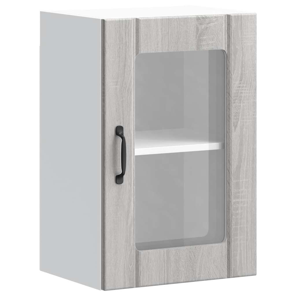 Kitchen Wall Cabinet with Glass Door Lucca Grey Sonoma