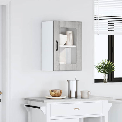 Kitchen Wall Cabinet with Glass Door Lucca Grey Sonoma