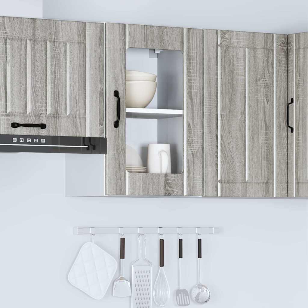 Kitchen Wall Cabinet with Glass Door Lucca Grey Sonoma