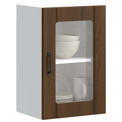 Kitchen Wall Cabinet with Glass Door Lucca Brown Oak