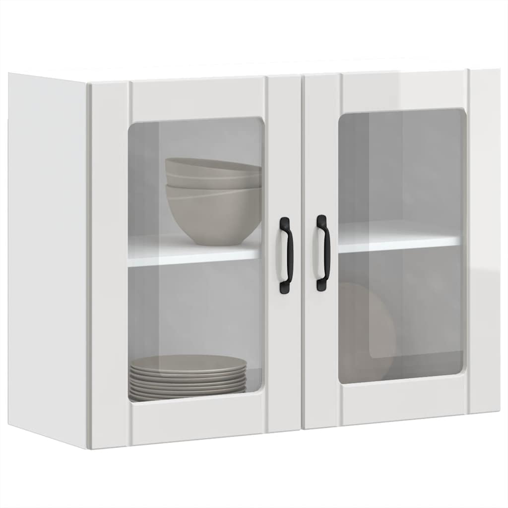 Kitchen Wall Cabinet with Glass Door Lucca High Gloss White Engineered Wood