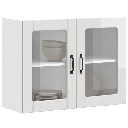 Kitchen Wall Cabinet with Glass Door Lucca High Gloss White Engineered Wood