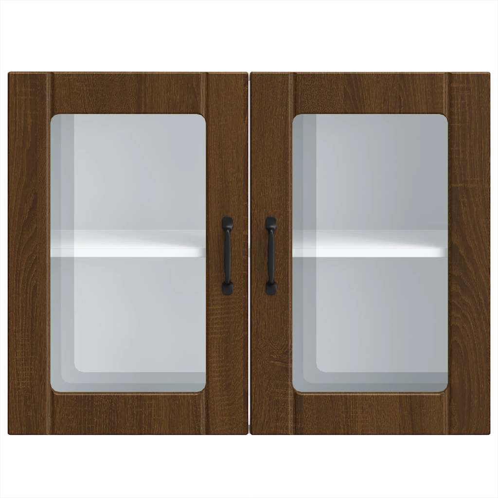 Kitchen Wall Cabinet with Glass Door Lucca Brown Oak Engineered Wood