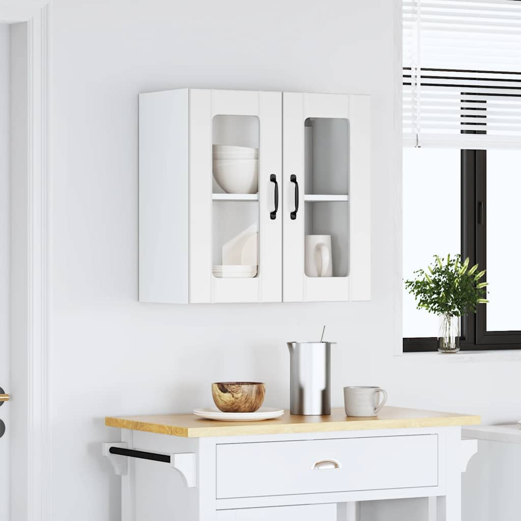 Kitchen Wall Cabinet with Glass Door Lucca White Engineered Wood