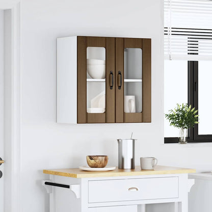 Kitchen Wall Cabinet with Glass Door Lucca Brown Oak Engineered Wood