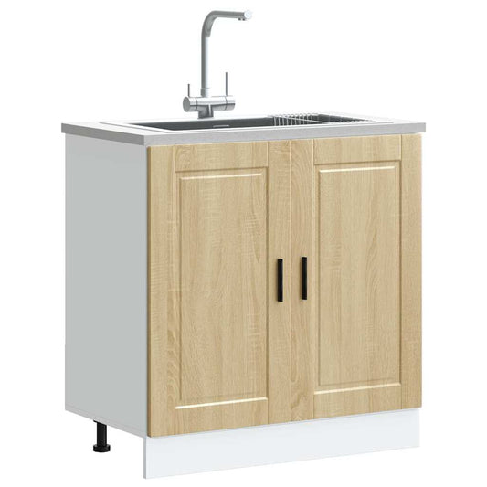 Sink Base Cabinet "Porto" Sonoma Oak 80x46x81.5 cm Engineered Wood