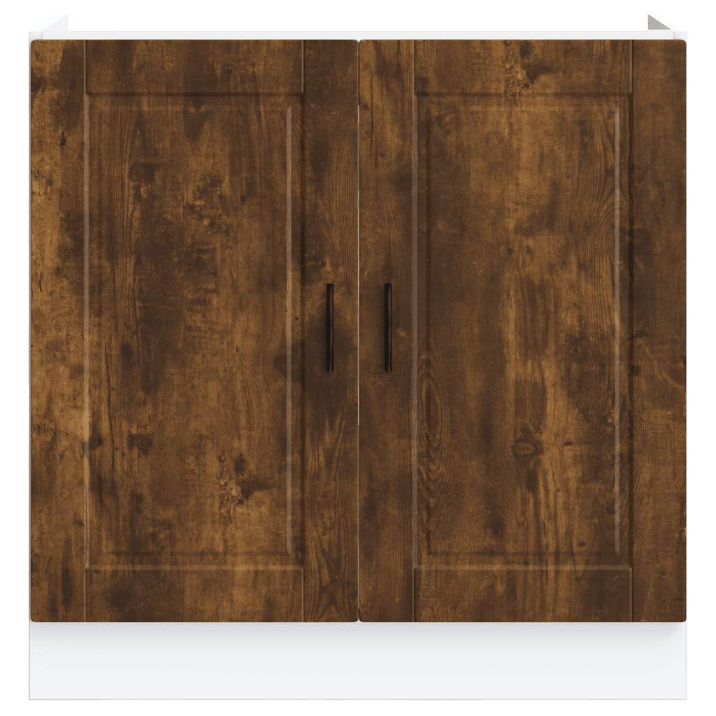 Sink Base Cabinet "Porto" Smoked Oak 80x46x81.5 cm Engineered Wood