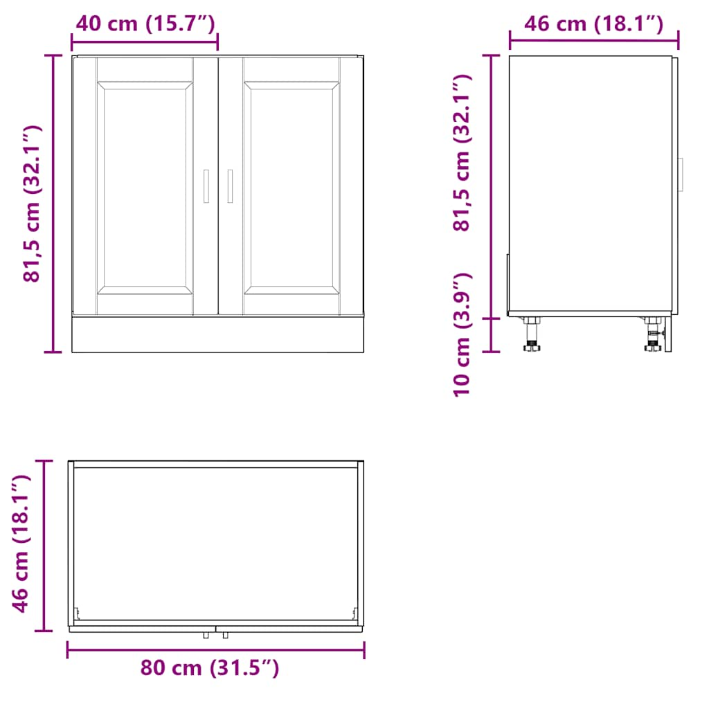 Sink Base Cabinet "Porto" Grey Sonoma 80x46x81.5 cm Engineered Wood