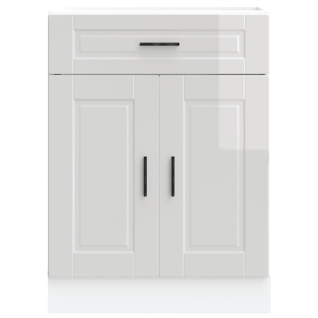 Kitchen Base Cabinet Porto High Gloss White Engineered Wood